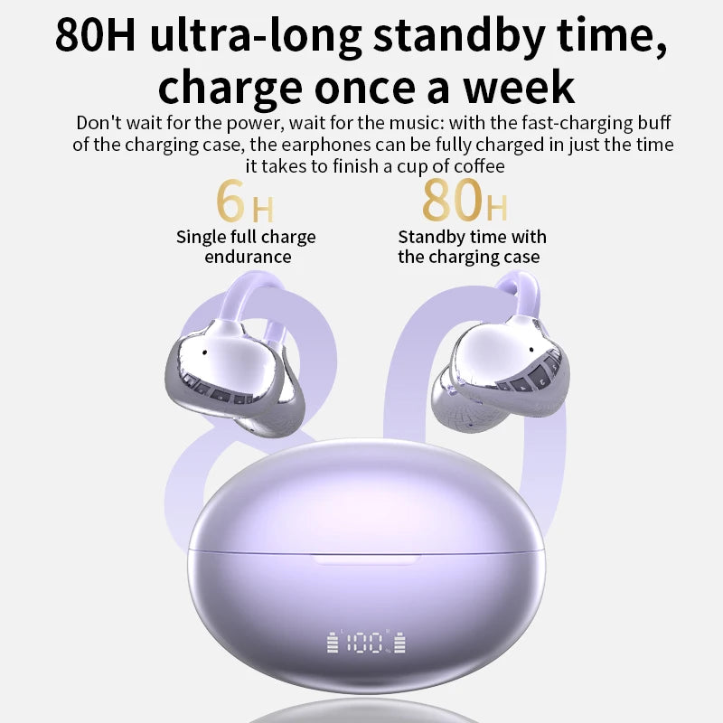 AI Translation Earbuds Pearl Clip Ear Open Bluetooth Earbuds 144 Languages Real-Time Translation for Travel Business Learning