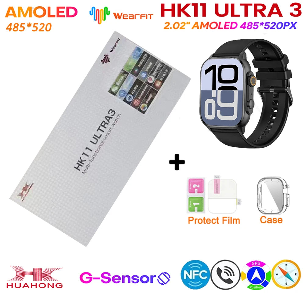 Upgrade Hk11 Ultra 3 Gen2 SmartWatch 4GB ROM AI ROBOT AMOLED Network 49mm G-Sensor ChatGPT NFC Compass GPS 3D Menu Music Watch