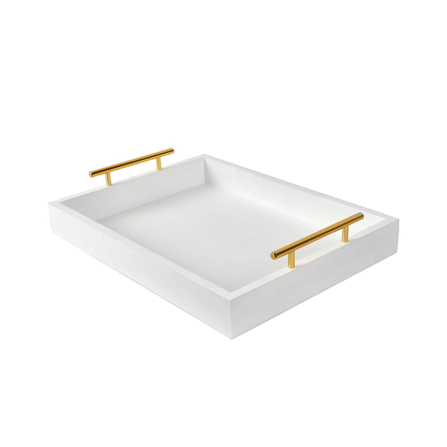 Large Serving Tray with Handles, Decorative Wooden Tray for Coffee Table, White Rustic Tray for Living Room, Bathroom & Outdoor