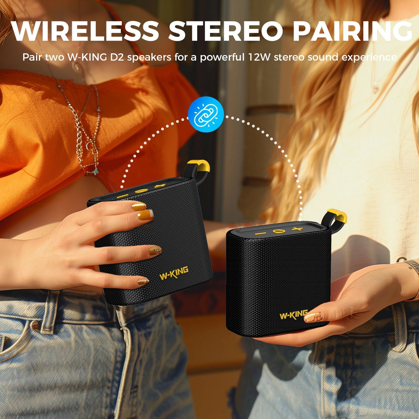W-KING Portable Wireless Bluetooth Speaker, 6W Deep Bass Sound, IPX7 Waterproof, 10H Playtime, TWS/FM/TF/AUX, Handsfree Call