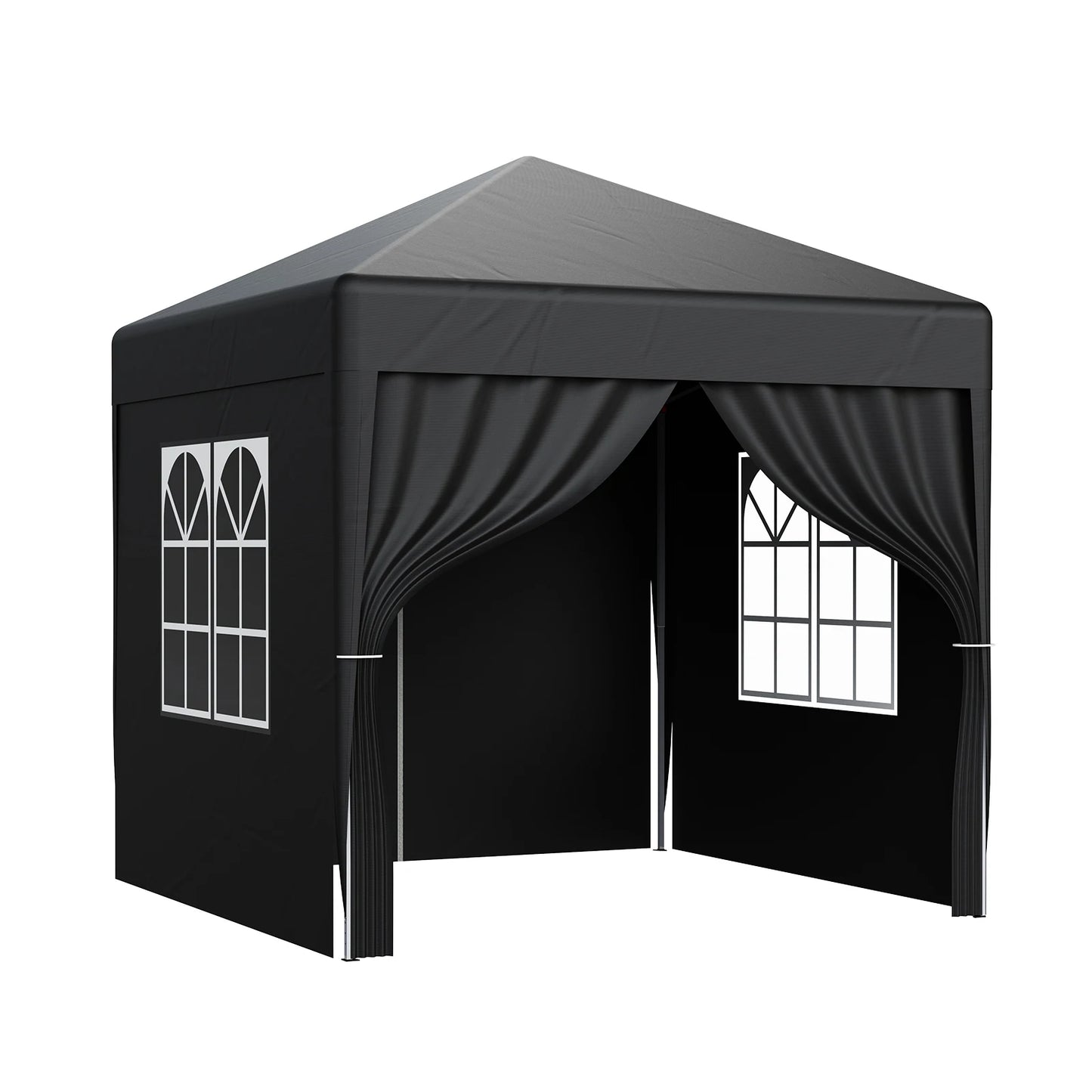 LOEFME 2x2M Pop Up Gazebo Waterproof Windproof Portable Outdoor Canopy Sun Shelter Removable 4 Sides Cloths Garden Camping Tent
