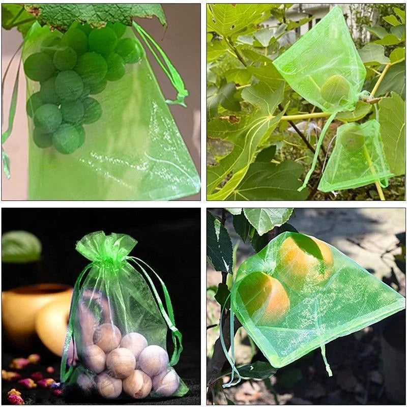 50/100 Fruit Protection Bags Anti-Bird Garden Netting Bags Strawberry Grapes Mesh Bag Plante Vegetable Netting Cover Garden Tool