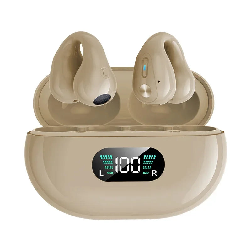 New Wireless Headphones Bluetooth 5.3 Bone Conduction Earphones Earclip Design Touch Control Led Earbuds Sports Headsets