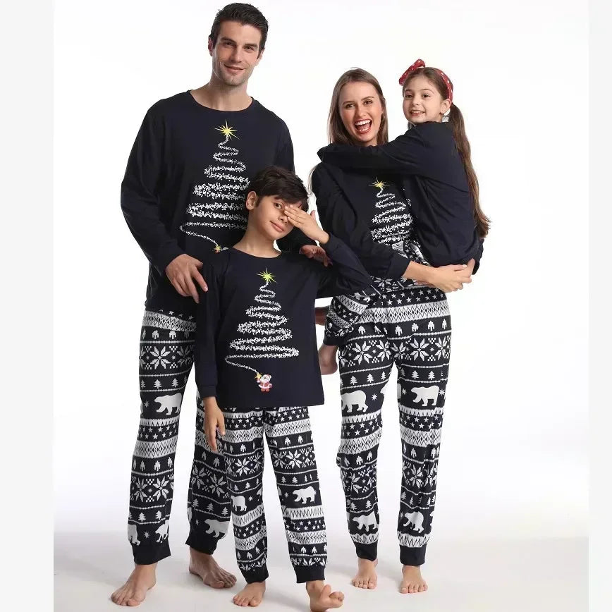 Christmas Look Pajamas Set Mom Dad Kids Dog Matching Pyjamas Cute Elf Print Sleepwear Soft Loose 2 Pieces Suit Xmas Wear Pijamas