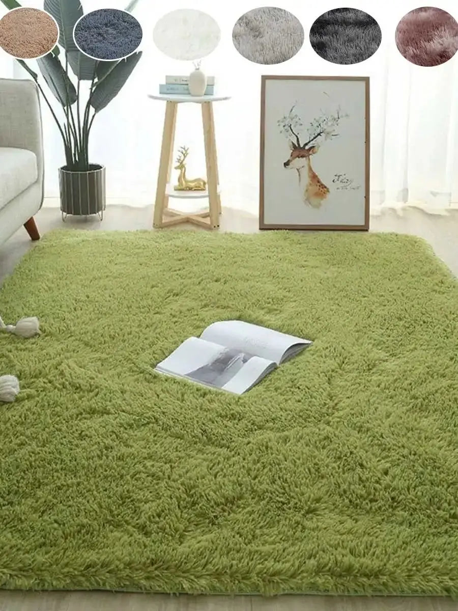Plush Carpet Living Room Sofa Coffee Table Rug Green Pink Fluffy Soft Blankets Area Rugs Children's Room Non-Slip Mat Home Decor