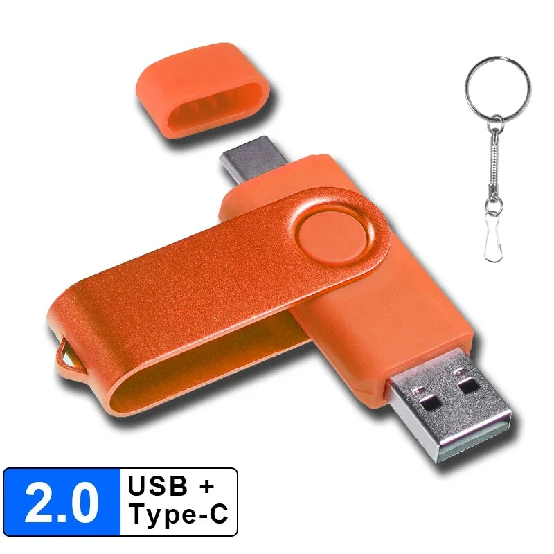 Multifunctional OTG 2 IN 1 Type-c USB Flash Drive Pendrive 128GB Cle Usb Флэш-накопител Stick 32/64 GB Pen Drive for Phone