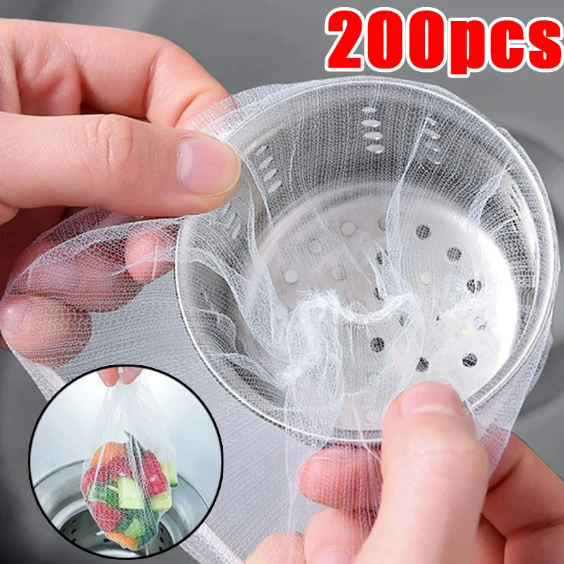 50-200Pcs Disposable Kitchen Sink Filter Sewer Drain Anti-blocking Garbage Bag Pool Leak Mesh Bag Mesh Strainer Sink Garbage Net