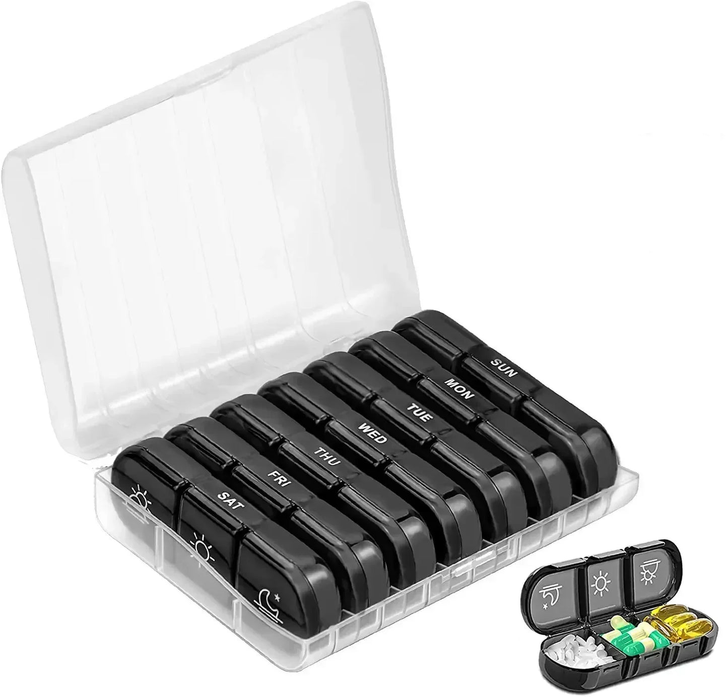 1PC Weekly Pill Case Pillbox 7 Days Medicine Tablet Box Portable Travel Drugs Storage Organizer Secret Compartments Pill Box
