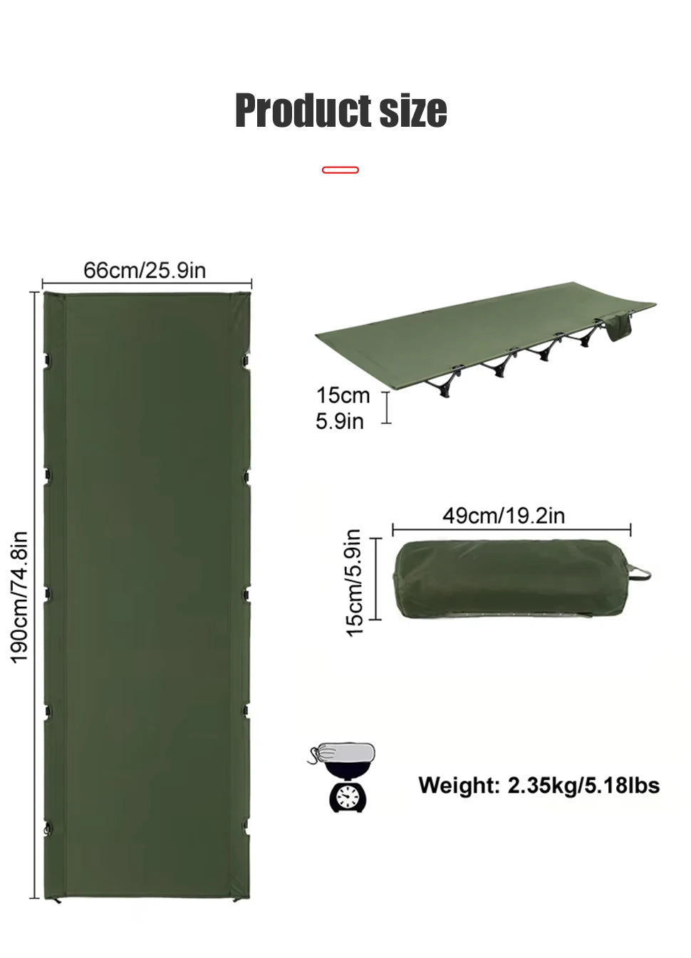 WESTTUNE Camping Cot Portable Folding Bed Outdoor Ultralight Compact Tent Bed for Camping Travel Backpacking Hiking Sleeping Cot
