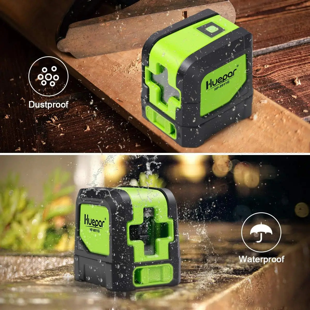 Huepar 2 Lines Laser Level Self Levelling ( 4 degrees) Green Red Beam Laser Horizontal & Vertical Cross-Line with Magnetic Base