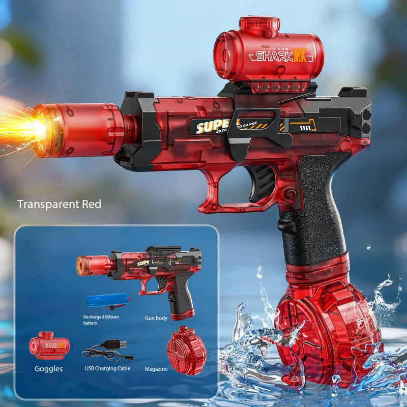 Energy Gathering Ring Electric Water Gun LED Lighting  Linkage Deformation Continuous Shooting Toy Summer Beach Pool Games Gift
