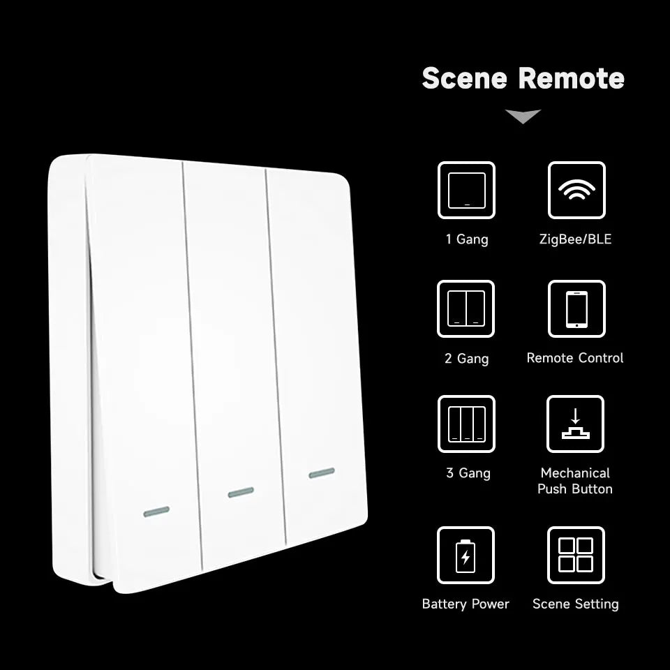 4/3/2/1Gang Tuya Zigbee 3.0 Smart Scene Button Switch Smart Home Wireless Push Remote Controller Battery Powered Devices Linkage