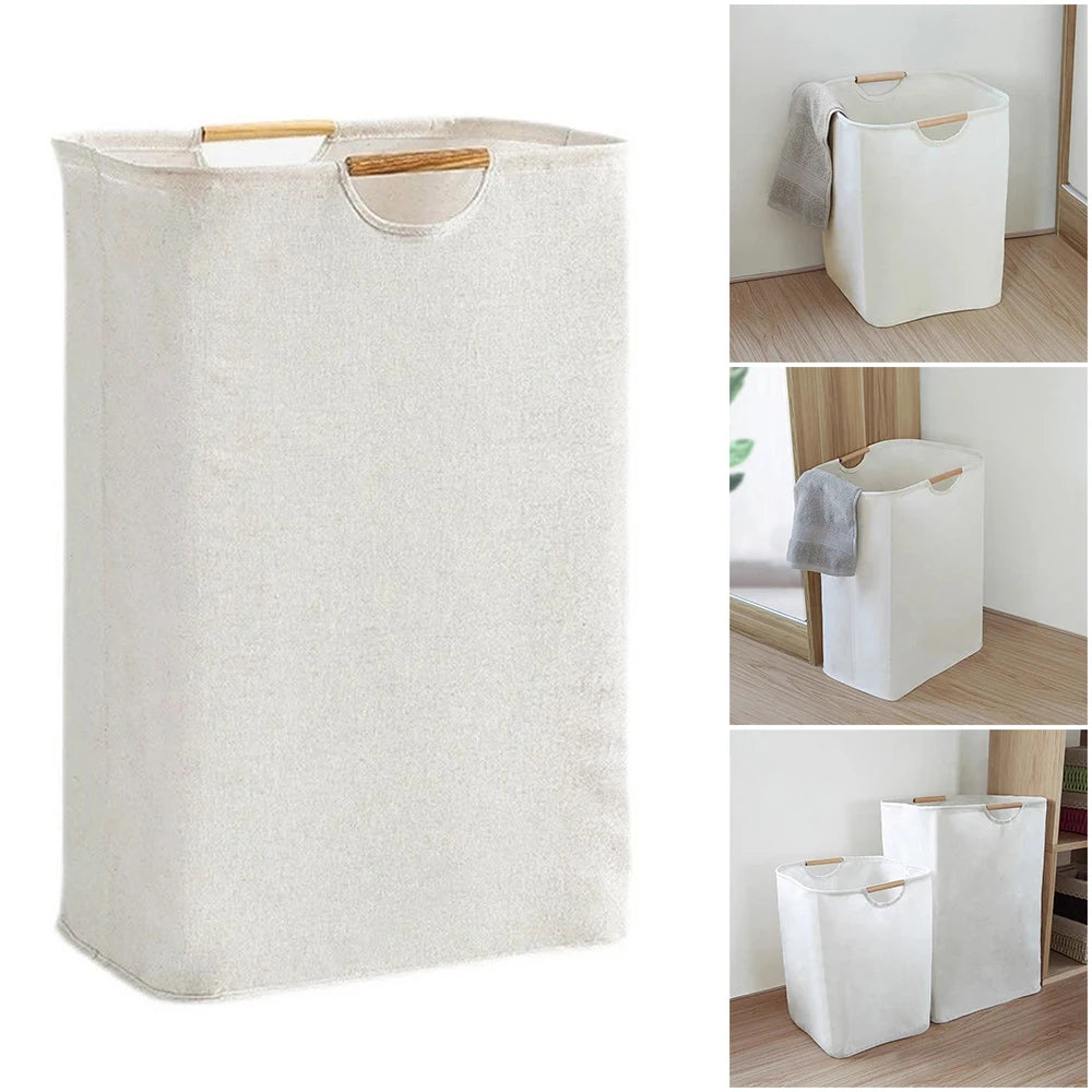 Waterproof Laundry Basket Cotton Linen Dirty Clothes Dirty Fabric Storage Basket Foldable Large Size Sundries Organizer  ﻿
