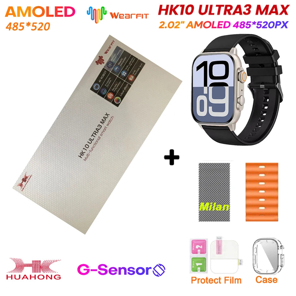 Original HK10 Ultra 3 MAX SmartWatch 2025 For Man Women 49mm HD AMOLED 4GB ROM AI ROBOT NFC GPS Smart Band Watch For IOS Android