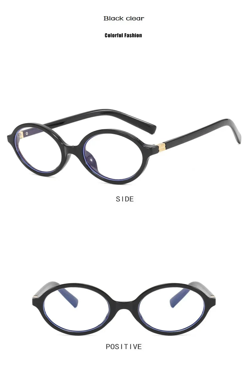 Vintage Oval Sunglasses NEW Women Luxury Brand Designer Small Oval Anti Blue Light Glasses Retro Fashion Men Leopard Eyegalsses