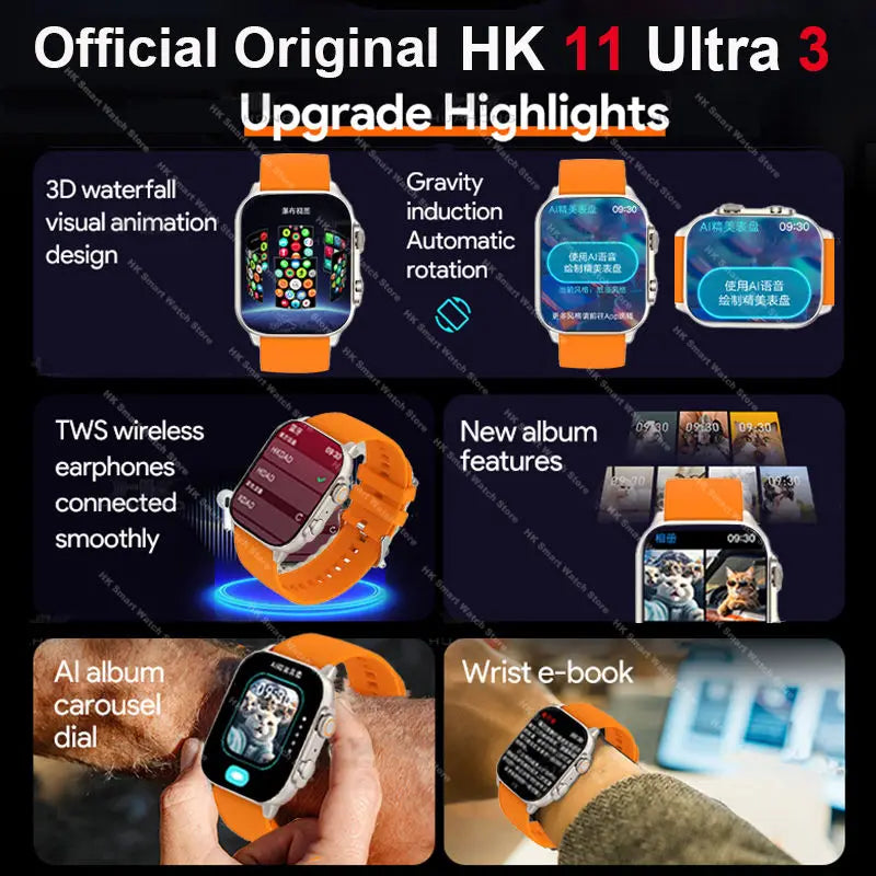2026 New HK 11 ULTRA 3 Max Smartwatch 49mm AMOLED 4G ROM AI Robot Bluetooth Network Call Clock NFC Compass Smart Watch Men Women