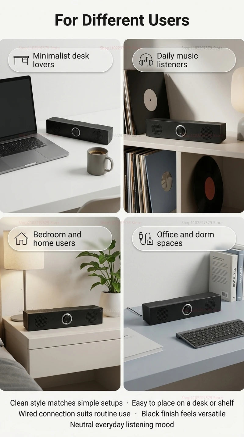 Wired Bluetooth Speaker USB Powered Soundbar Stereo Bass Dual Speaker Home Theater TV PC Laptop Gaming Portable Audio Box