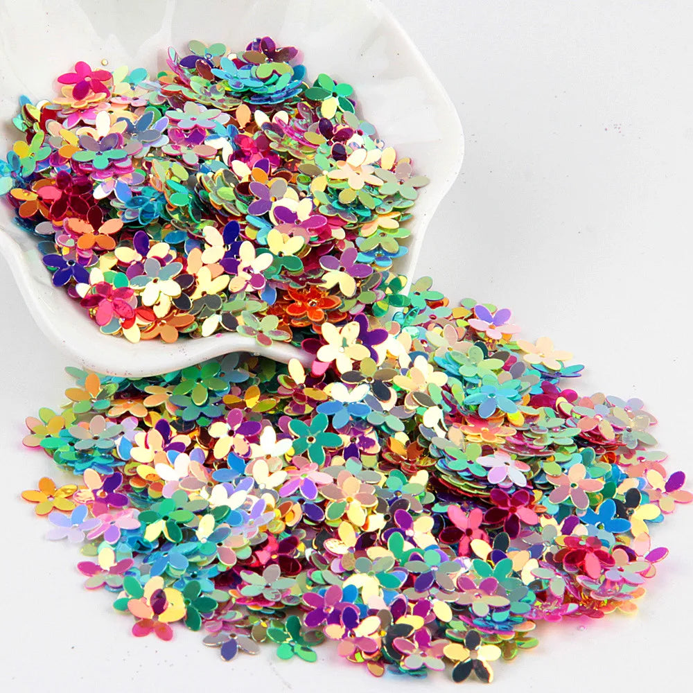 Sequin Matte White Color 10mm Cup Five Finger Flower Sequins Paillettes Sewing Wedding Craft Women Garments Accessories 10g/lot
