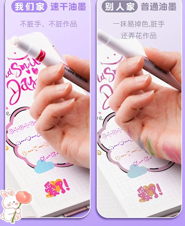 24/3 PCS Kawaii Flowers Line Shaped Highlighter Pens Roller Tip Curve Liner Marker for Writing Journaling Drawing Stationery