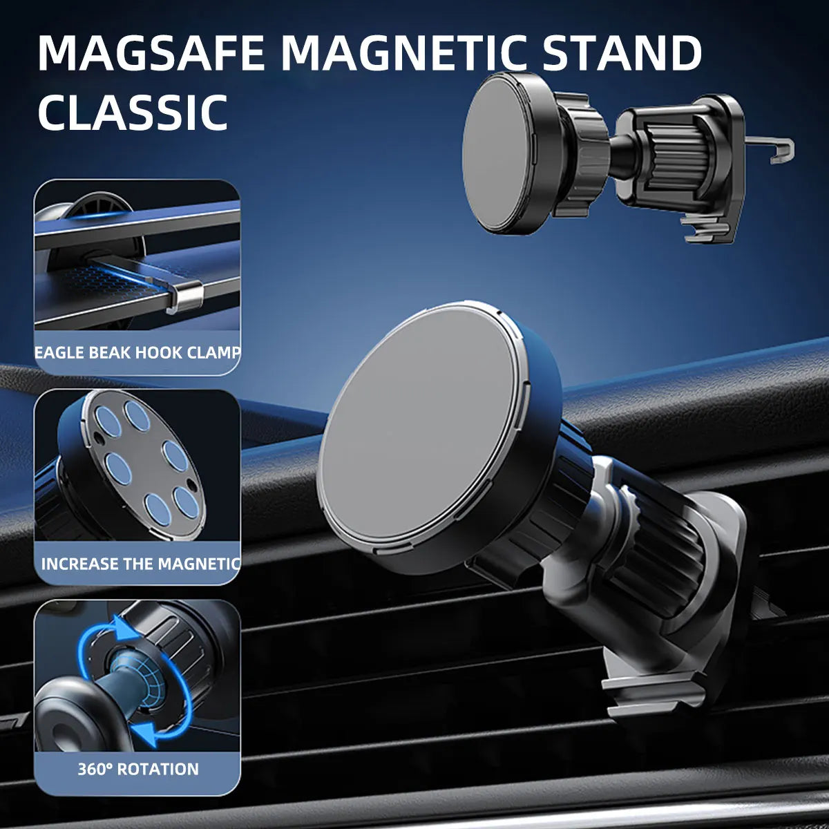 Magnetic Car Phone Holder for 4.7-7 inch Support Mobile Phone Car Air Vent Mount Universal Shockproof GPS Clip Smartphone Stand