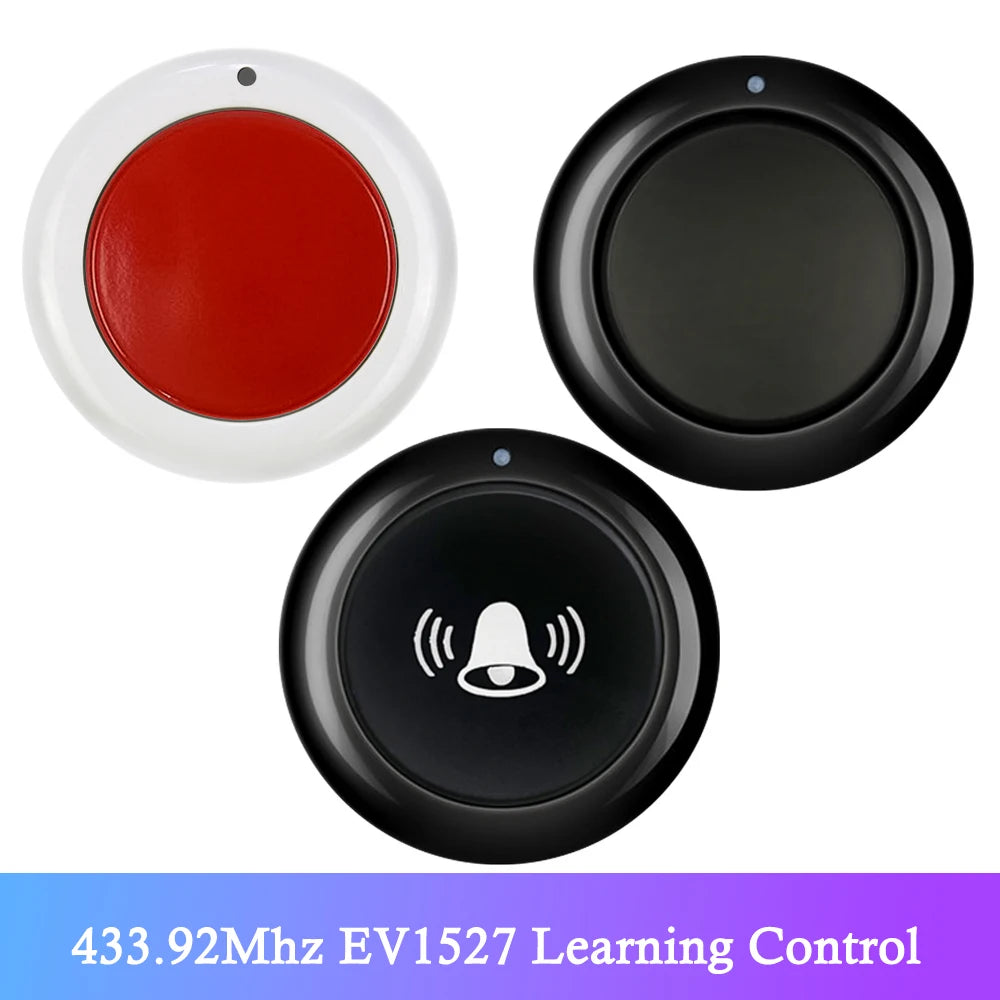 EV1527 Chip Learning Type 1 Button Round 433Mhz Wireless Remote Control Switch , SOS Panic Button Doorbell
