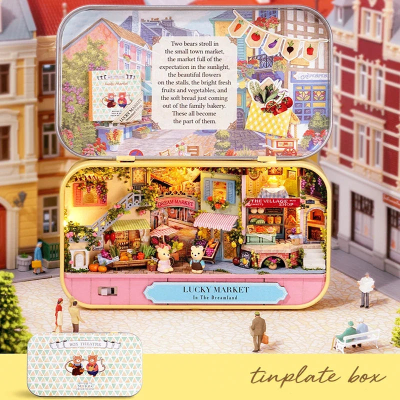 DIY Wood DollHouses Handmade Funny Box Theatre Miniature Box Cute Doll Houses 3D Puzzle Assembly Kits Birthday Gift Wooden Toys