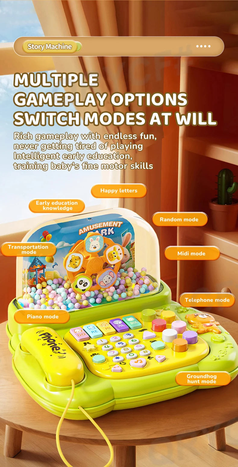 Simulation Telephone Toys Snowfiake Music Lights Story Machine Baby Mobile Phone Multi-functional Kids Education Christmas Gifts