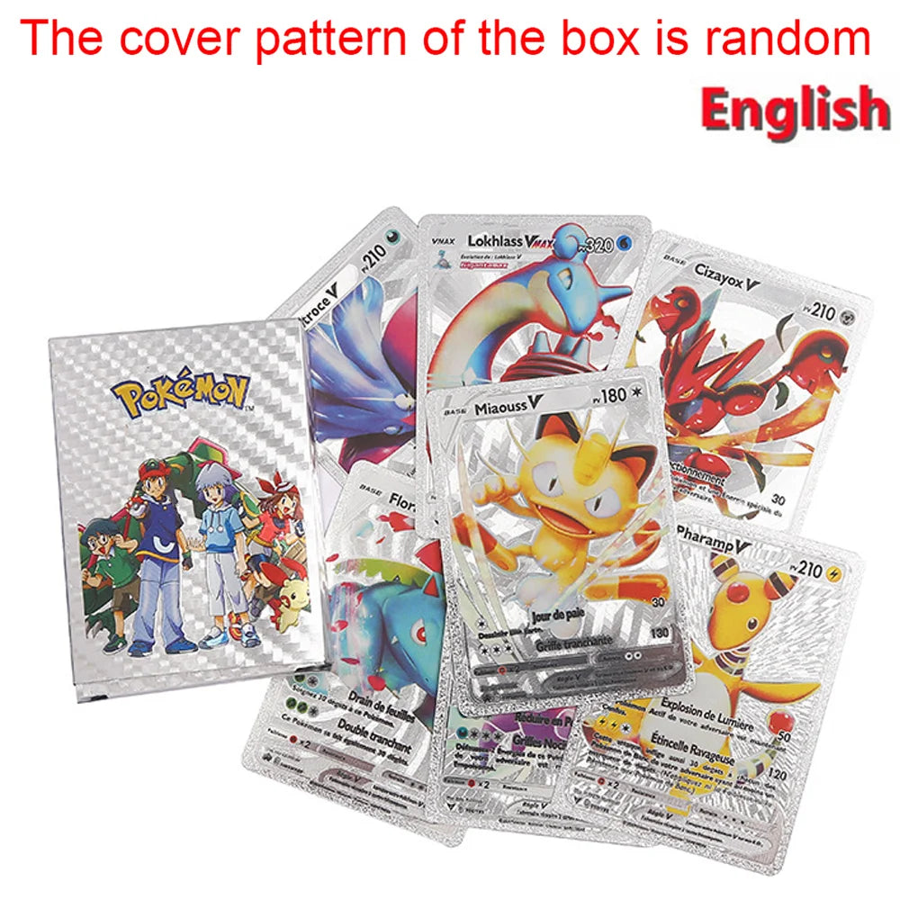 Pokemon Rainbow Gold Silver Black Foil Vmax Gx Cards Golden Letters English Game  Collection Battle TrainerCard Series Gift