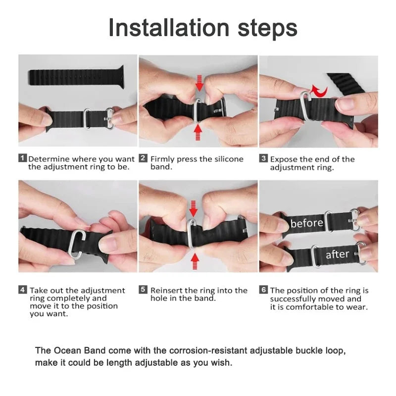 Silicone Band For Apple Watch strap 44mm 45mm 40mm 41mm 42-38mm 45 mm sport bracelet iwatch series 8 7 6 5 4 3 SE 9 Ultra 2 49mm
