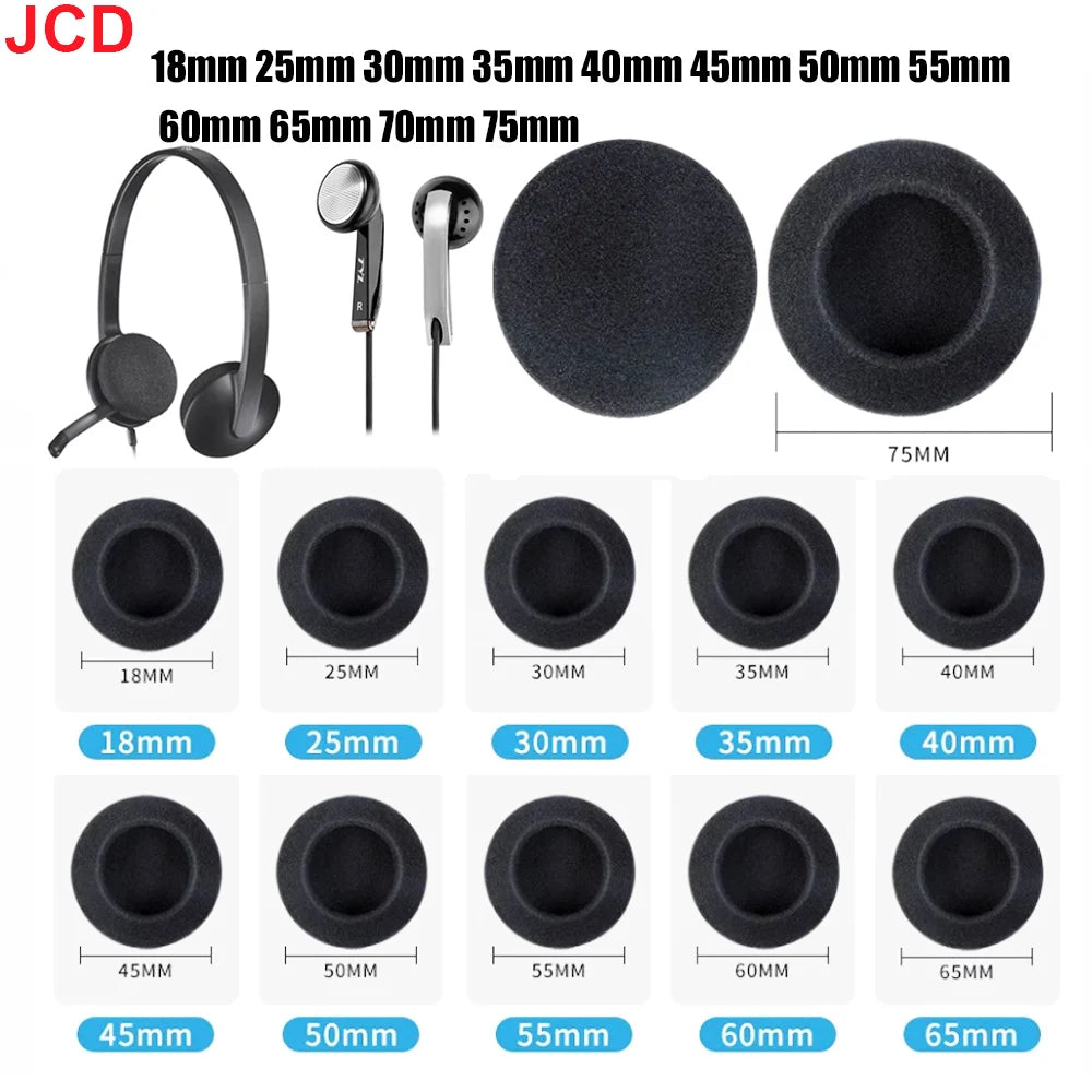 10pc Thickened Foam Ear Pads For Headphones Sponge Replacement Cushions Covers Earphones Case 35mm 40mm 50mm 55mm 60mm 70mm 75mm
