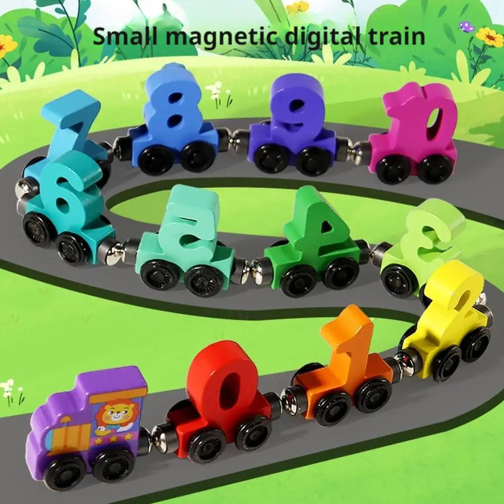 Colorful Building Blocks Number Digital Magnetic Wooden Train Toys Educational Hand-eye Coordination Magnetic Digital Train