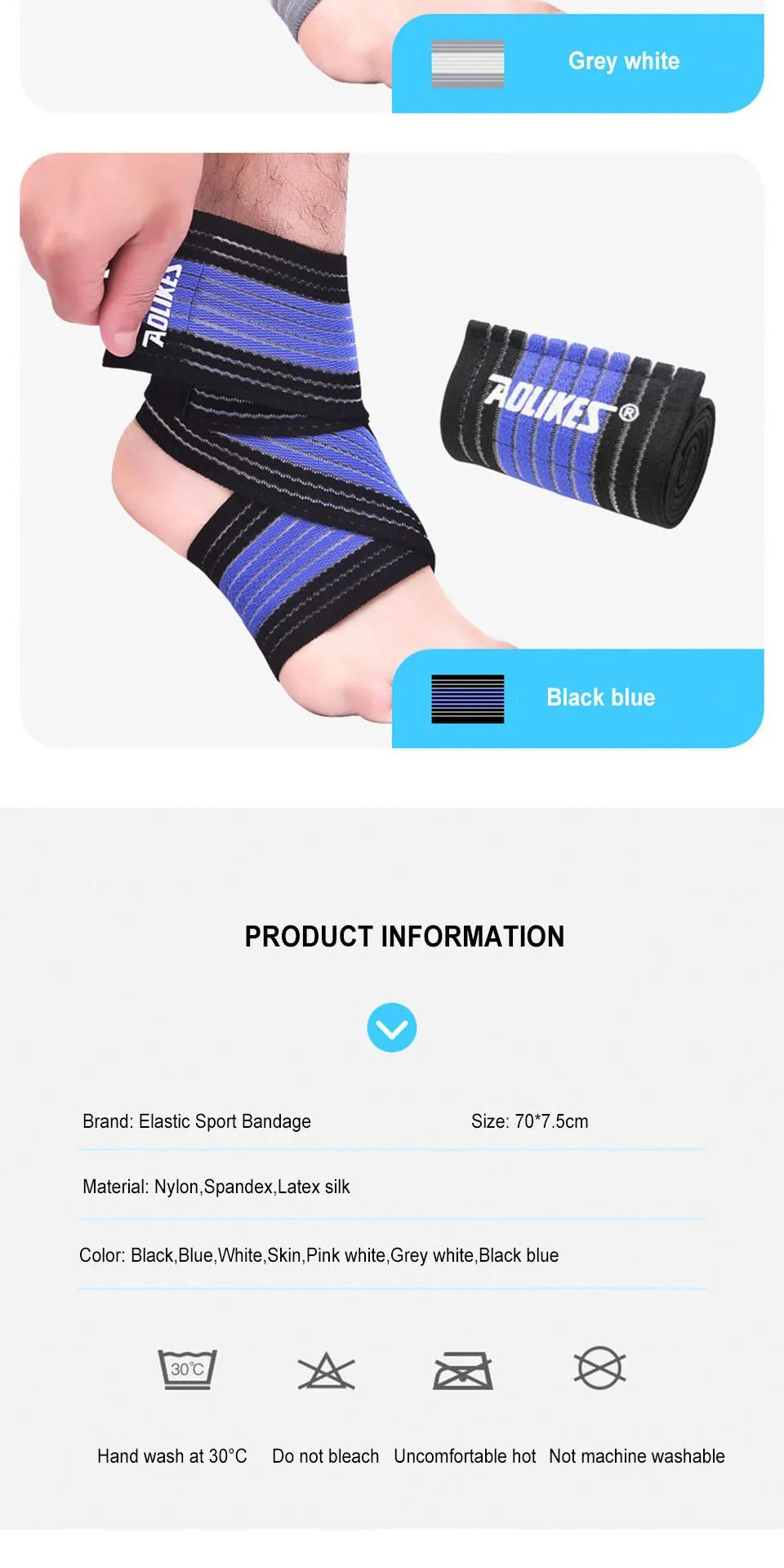 AOLIKES Professional Sports Strain Wraps Bandages Elastic Ankle Support Pad Protection Ankle Bandage Guard Gym Protection