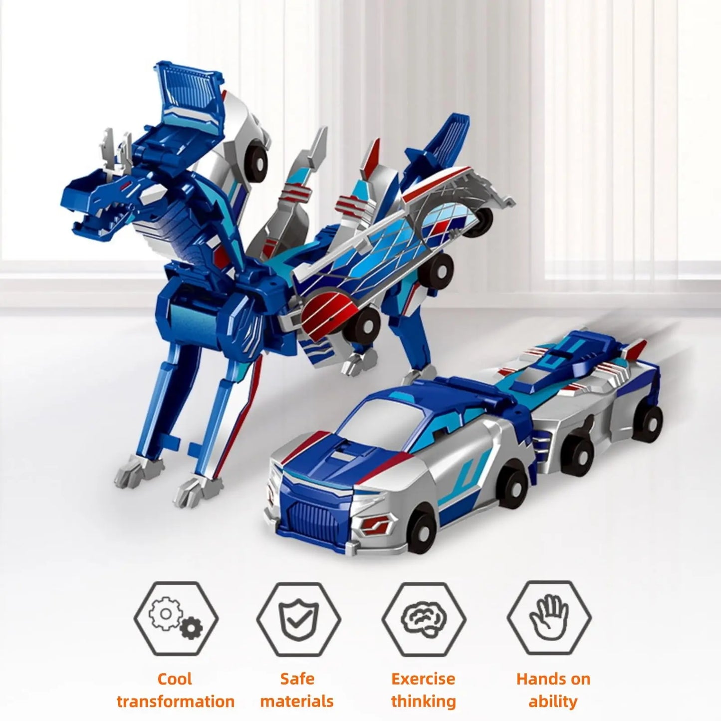 Ultimate Unicorn 2-in-1 Magnetic Car Toy, Transforming Robot for Kids, Inertial Sliding Racing Car, Impact Deformation DIY Toy