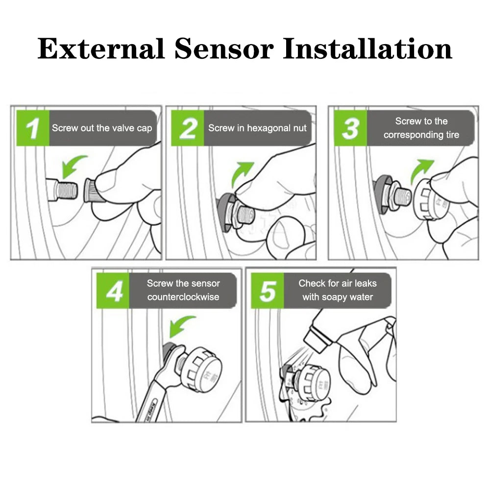 Tire Pressure Monitoring System Temperature Warning New C External Battery Version Sensors Solar TPMS Car Tyre Pressure Monitor
