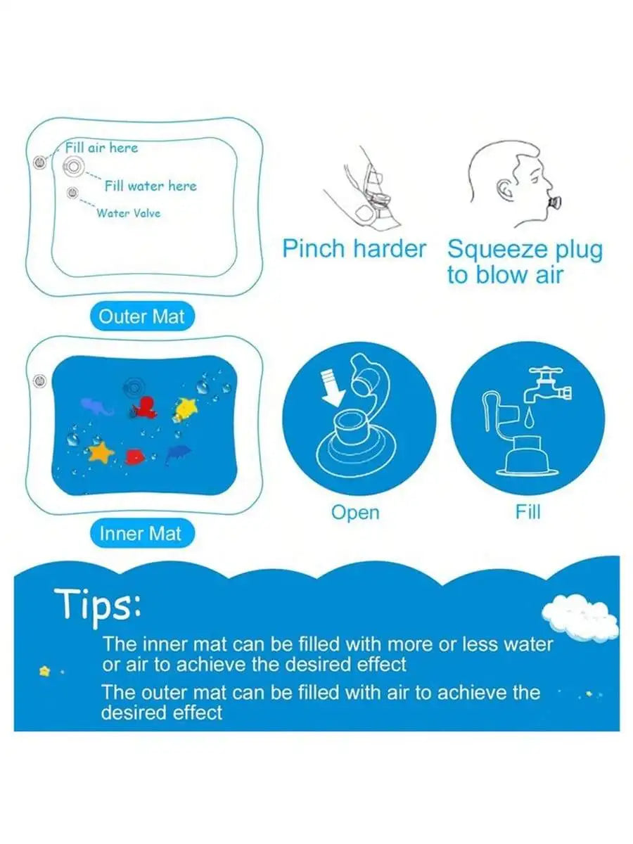 Baby Water Play Mat Inflatable Cushion PVC Infant Tummy Time Toddler Water Pad For Kids Early Education Developing Activity Toys