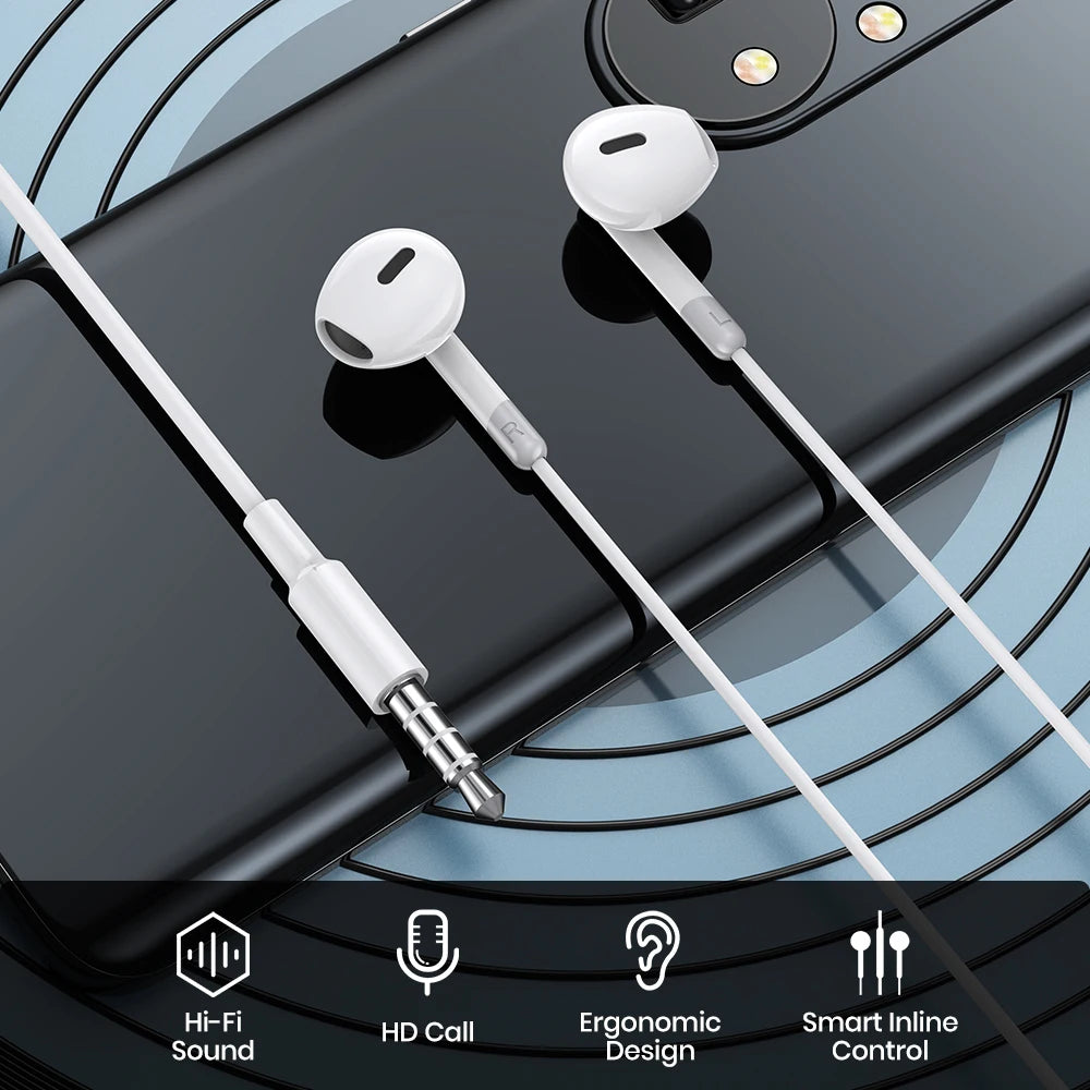TOPK Earphone In-Ear Volume Control with Microphone 3.5mm Jack Universal for iPhone Android