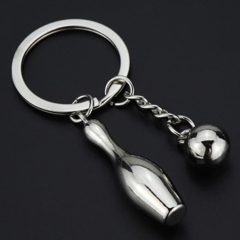 Creative Alloy Bowling Ball Pendant Car Key Ring Purse Bag Ornament Keychain Sports Lover Club Gift Bowling Ball Pendant