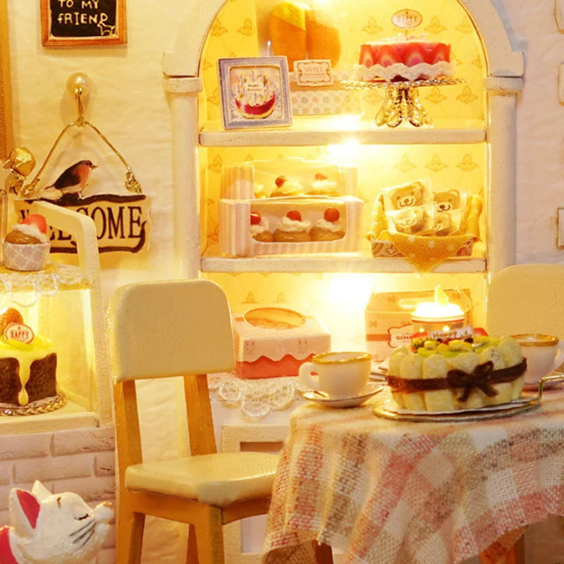 Wooden Mini Doll House Assembled Model Building Small House Kit 3D Puzzle Toys Bedroom Decoration With Furniture Gifts Dollhouse