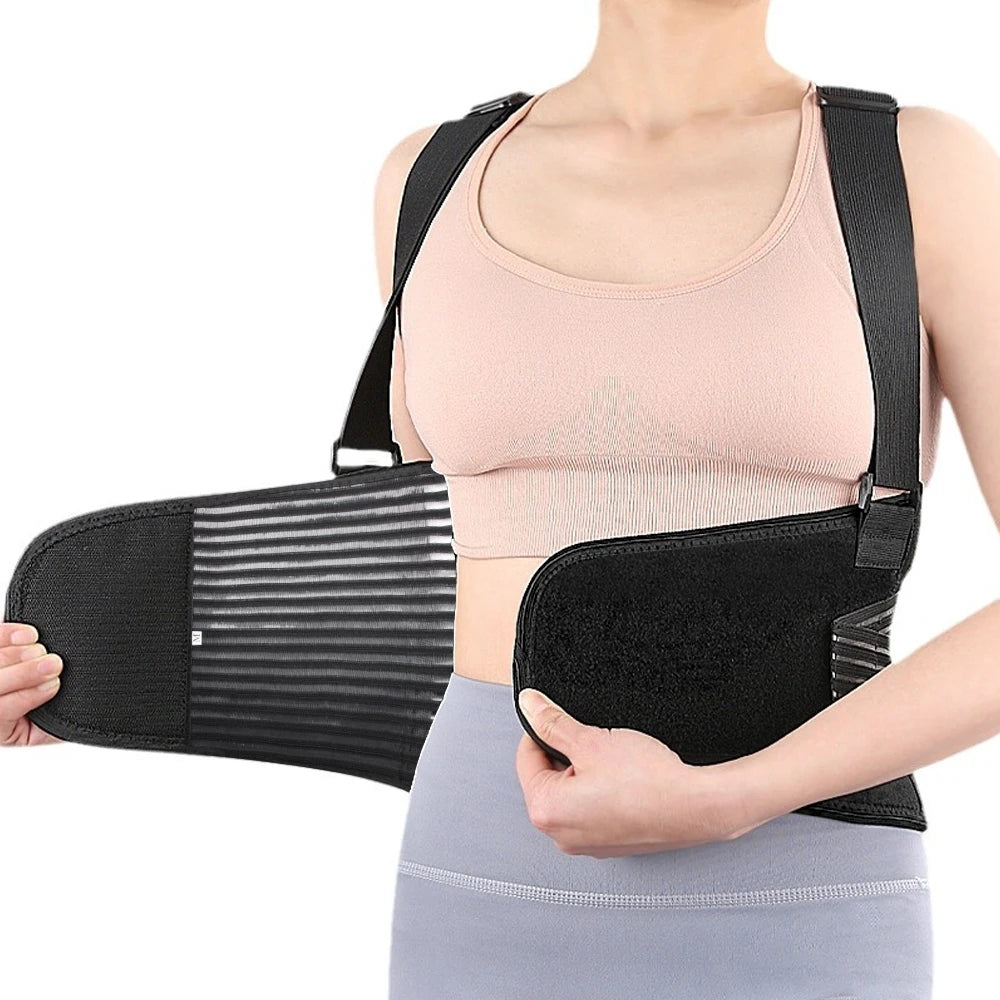 1Pcs Lumbar Back Brace Men and Women - Back Support Belt - Adjustable, Light, Breathable - Shoulder Holsters - Work, Posture