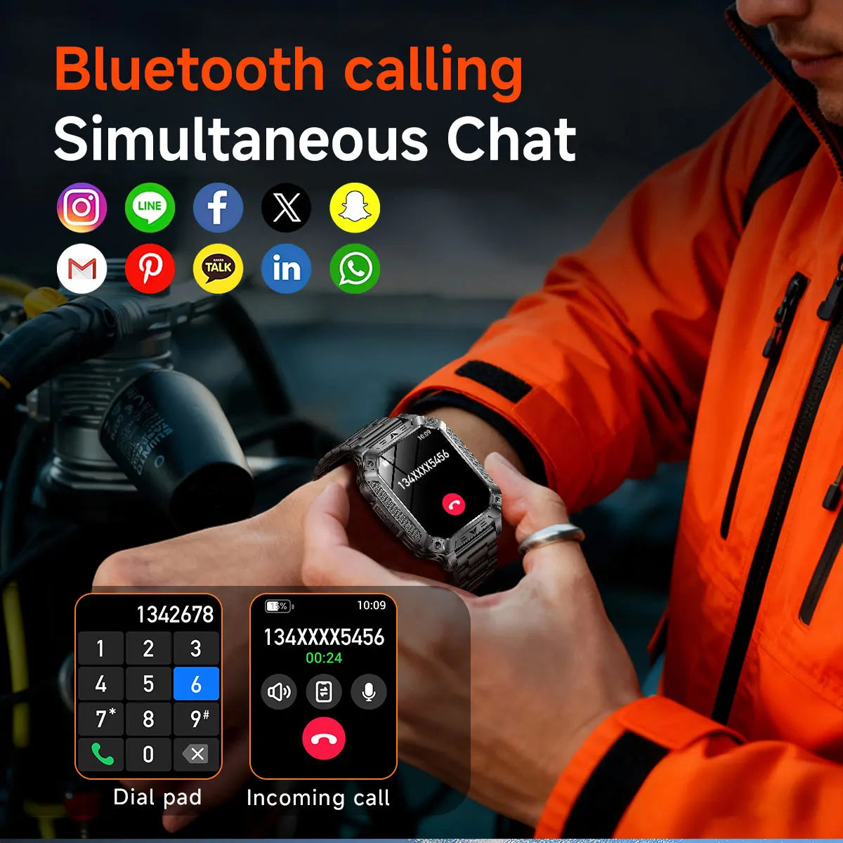 2026 New Built-in 1400mAh Super Large Battery Men Smart Watch Outdoor GPS 2.01"AMOLED Screen 10ATM Waterproof BT Call Smartwatch