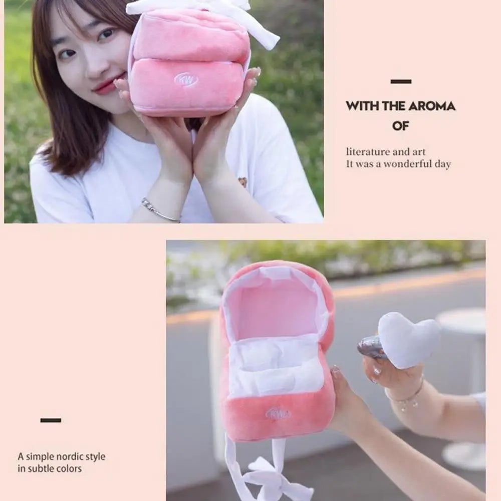 Cute Ring Box Plush Toy Heart Shape Diamond Ring Case Couple Mysterious Surprise Box Memory Wedding Valentine's Day Gift Present