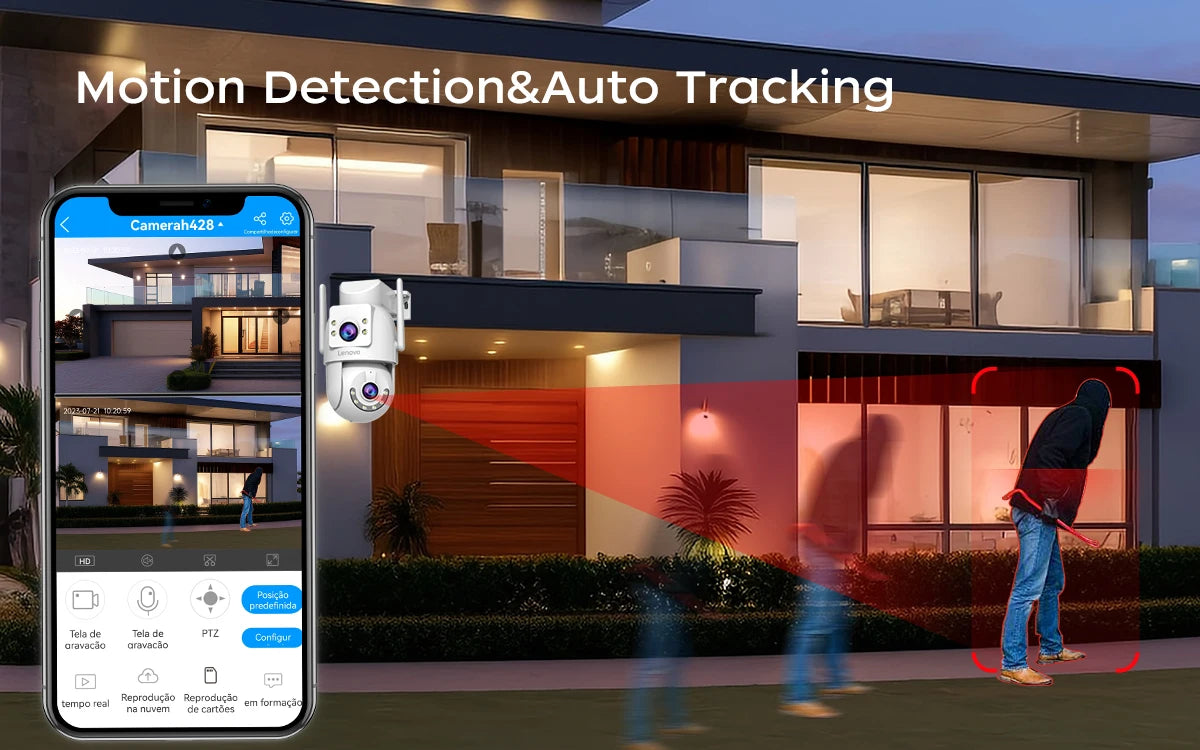 Lenovo Outdoor Security Camera 4K HD IP Camera  with Dual Lens PTZ Color Night Vision CCTV Video Surveillance Protection
