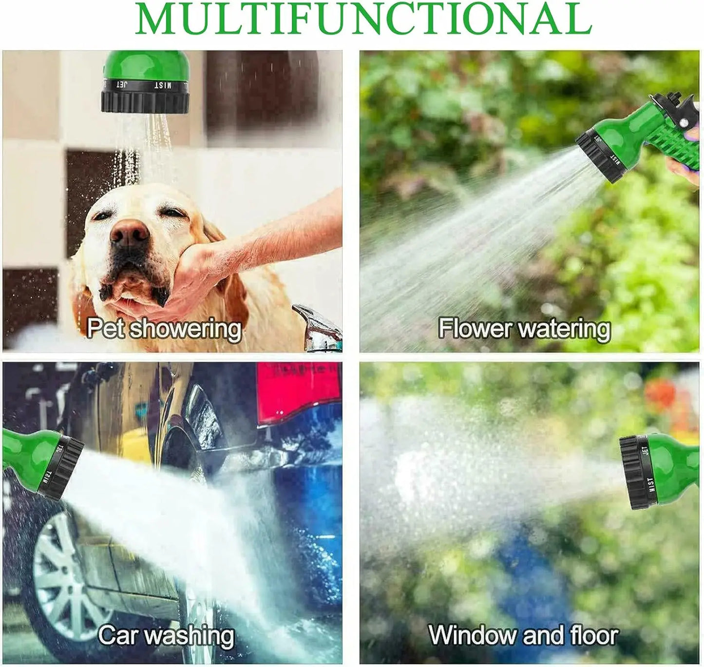 BRIEFNESS Retractable Garden Hose Heavy Duty 3X Flexible Anti Kink Water Pipe 7 Function Nozzle for Car Wash Garden Irrigation