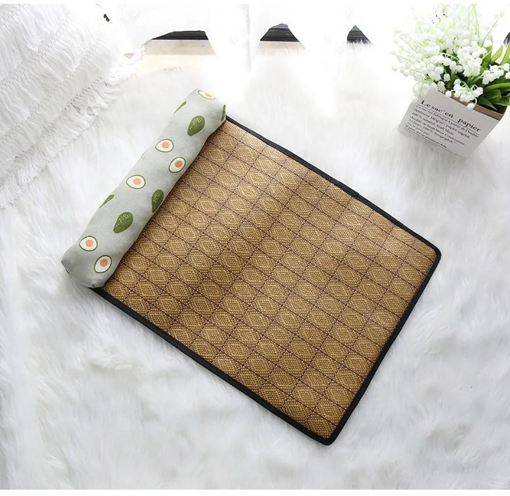 Safe Cute Print Pet Cooling Mats Washable Foldable Dog Cooling Mat Breathable with Pillow Pet Sleeping Pad Indoor