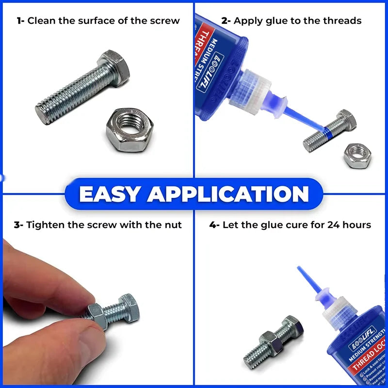 LOOLIFL, 243 Medium-Strength 10Ml-50Ml Threadlocker, Industrial Glue, Removable, Anti-Loosening, Anti-Slip, Waterproof, Rust-Proof, Oil-Resistant, Sealing Threadlocker, Removable, Stable