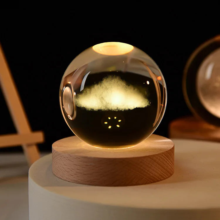 6cm 3D Crystal Ball Crystal Planet Night Light Laser Engraved Solar System Globe Astronomy Birthday Gift Home Desktop Decoration