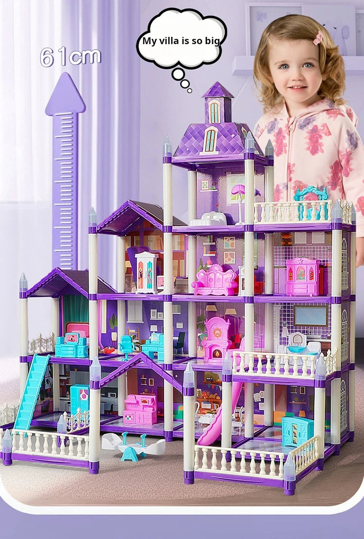 3D DIY Fantasy Princess Castle Villa Assembly Doll House Set Toys, Girls Home Toys & 3D Kids Toys