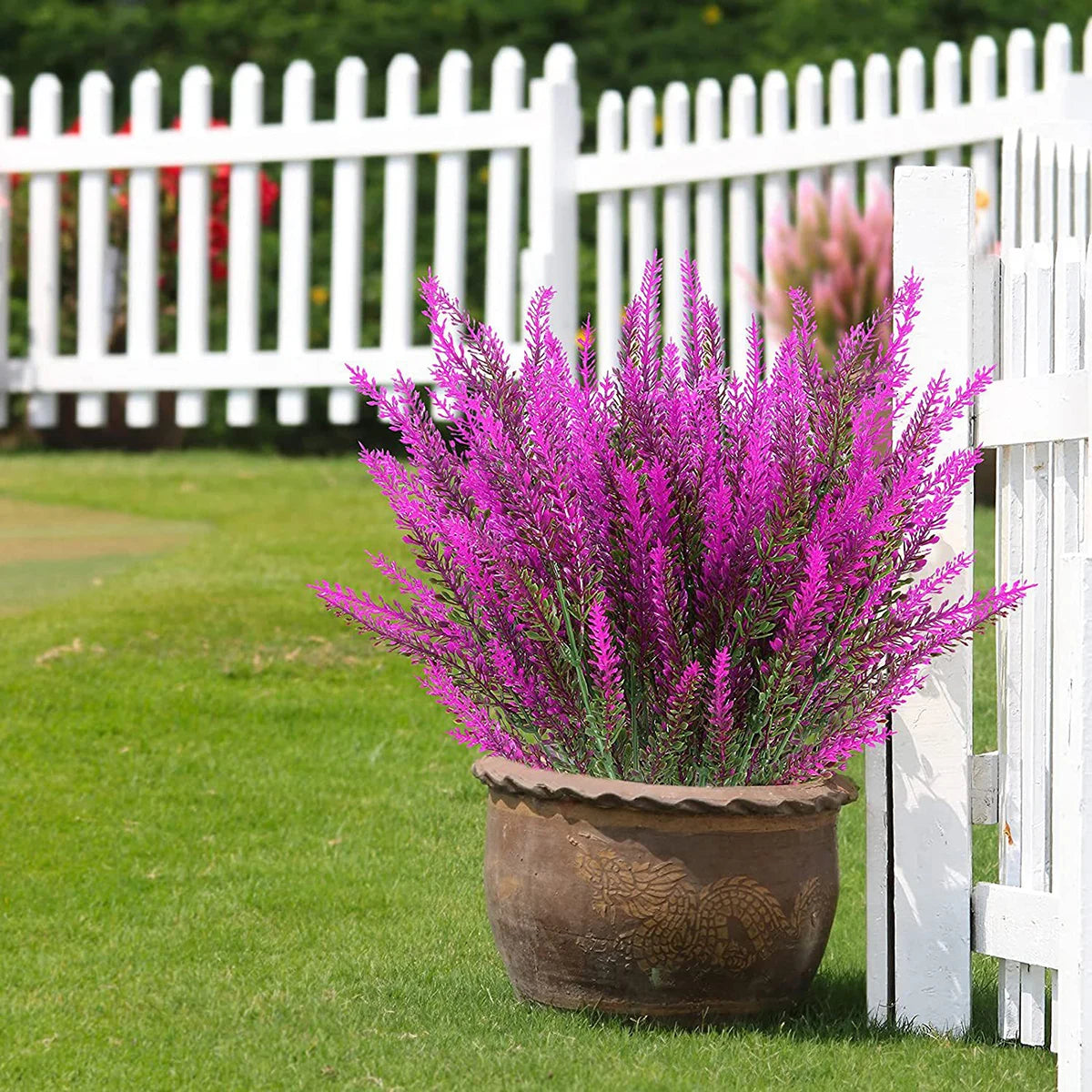 3/5/10pcs Artificial Flowers Flocked Plastic Lavender Bundle Fake Plants Wedding Bridle Bouquet Indoor Outdoor Home Kitchen