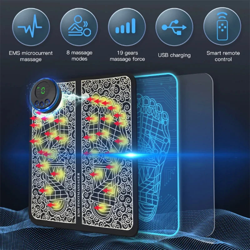 Electric EMS Foot Massager Pad Portable EMS Muscle Stimulation Massage Mat Relief Pain Relax Feet Slimming Shaping