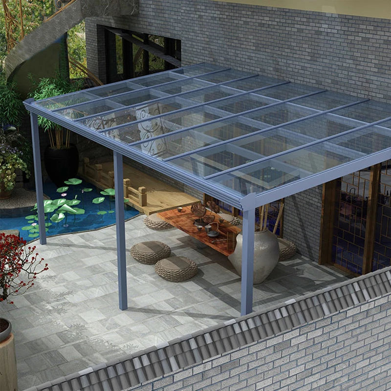 Waterproof Aluminum Outdoor Pergola with Curved Polycarbonate Top Easy Assembly Custom Size for Garden Backyard